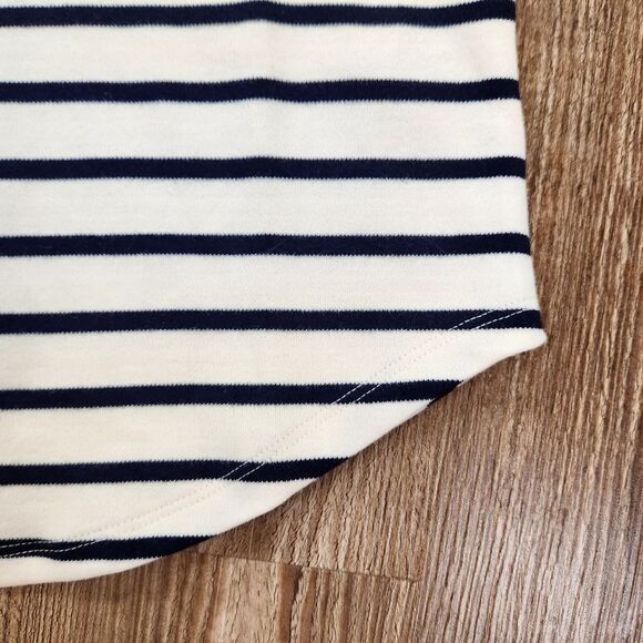 🔸️NWT Marled Ivory & Navy Stripe Short Sleeve Top XSmall - Picture 5 of 6